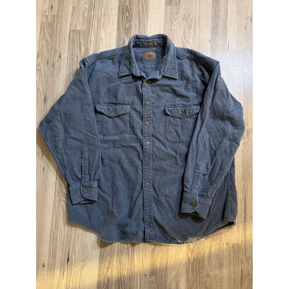 St Johns Bay Blue Gray Chamois Cloth Shirt Men XL Cotton‎ Button Down Workwear